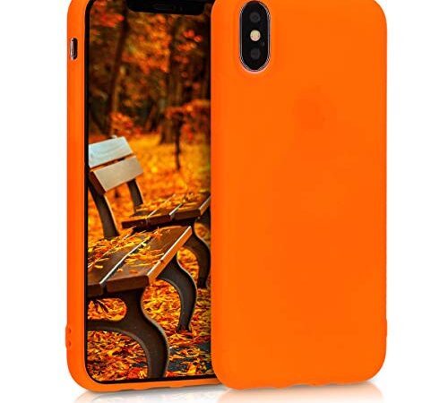 kwmobile Custodia Compatibile con Apple iPhone XS Cover - Back Case per Smartphone in Silicone TPU - Protezione Gommata - arancione fluorescente