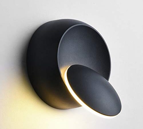Lampada da Parete Illuminazione Interna 360 gradi Regolabile Ferro Applique da Parete Bianco Calda Lampada a Muro 5W Lampada da Parete a LED Luce per Casa Hotel Ristorante (Nero)