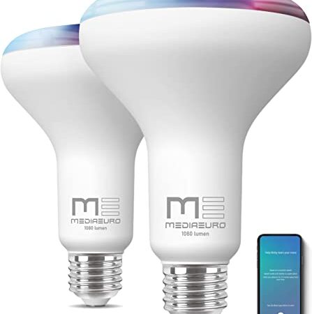 Lampadine LED Smart WiFi E27 1080 lumen, Luce Bianca + RGB per Alexa, Google Home e Samsung Bixby con luce intelligente a Ritmo di Musica dimmerabile da smartphone per casa Wireless e Bluetooth