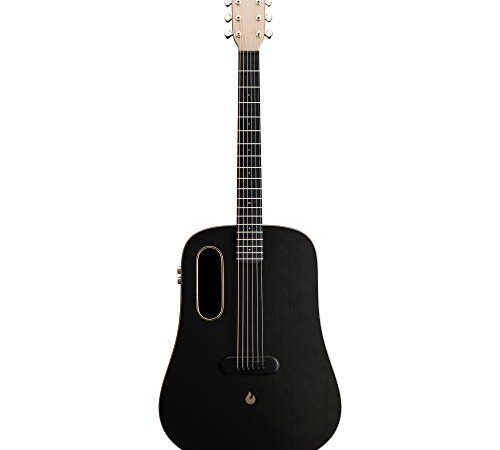 LAVA ME PRO Chitarra in fibra di carbonio con effetti Chitarra elettrica acustica con custodia, pick e cavo di ricarica (FreeBoost, Oro nero, 41 pollici)