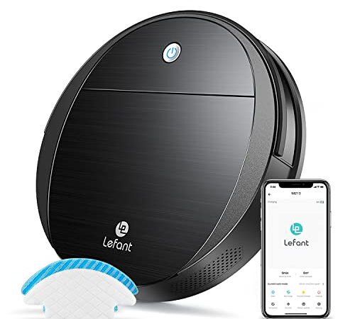 LEFANT Robot Aspirapolvere Lavapavimenti mini,2200pa forte aspirazione,6D Sensore di Collisione,Alexa/Google,Ideale per peli di animali domestici, Moquette e Pavimento duro,Aspirapolvere Robot-M213