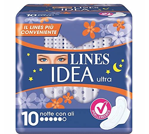 Lines Idea Ultra Assorbenti Notte con Ali, 10 Pezzi