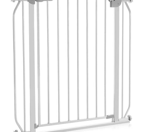 LIONELO Truus Slim Cancelletto di sicurezza, Larghezza regolabile da 75 fino a 105 cm con Fissaggio a pressione, Altezza 77 cm Apertura entrambe le direzioni Autobloccante, Bordi arrotondati