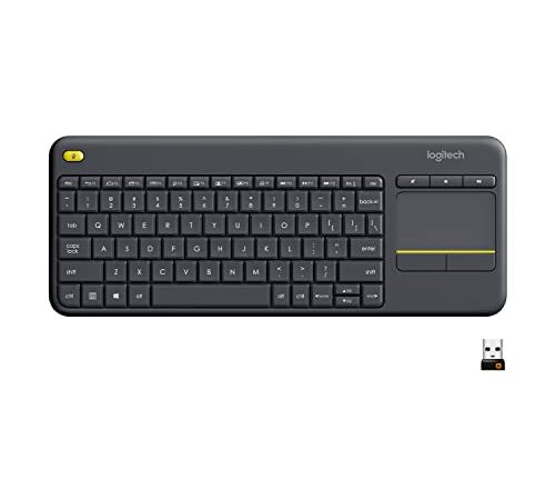 Logitech K400 Plus Tastiera Wireless Touch TV, Facili Controlli Multimediali e Touchpad Integrato, Tastiera HTPC per TV Collegata al PC, Windows, Android, Chrome OS, Laptop, Italiano QWERTY - Nero