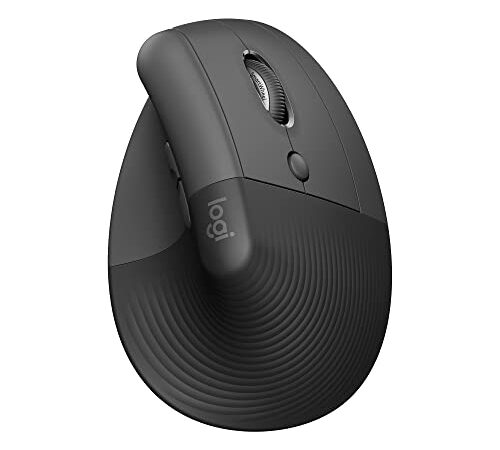 Logitech Lift Mouse Ergonomico Verticale, Senza Fili, Ricevitore Bluetooth o Logi Bolt USB, Clic Silenziosi, 4 Tasti, Compatibile con Windows / macOS / iPadOS, Laptop, PC - Grafite