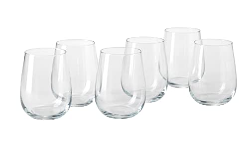 LONDRA di Q.b. by MOPITA, Set 6 Bicchieri Vetro Trasparente, Capacità 475 ml, 6 Pezzi, Design Contemporaneo e Elegante, Lavabile in Lavastoviglie