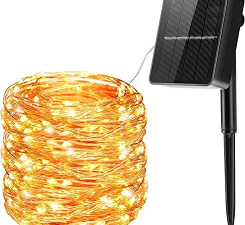 Luci Solari Esterno, 26m 240 LED Catena Luminosa Solare 8 Modalità Impermeabile IP65, Catena Luminosa Solare Decorative Per Festa, Matrimonio, Giardino, Natale, Patio Luci Decorative da Esterno
