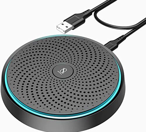 Microfono USB per Conferenza, Microfono per PC Video Conferenza, Registrazione, Skype, Classe Online, Giochi, Zoom, Plug & Play Compatibile con Mac Windows PC