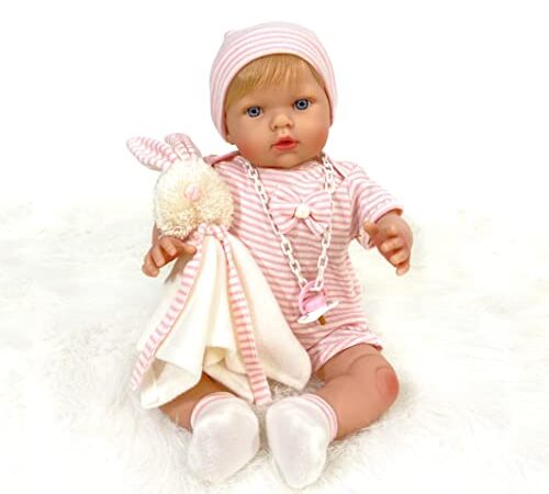 Nines Artesanals d'Onil- Bambola Reborn con Coniglietto in Omaggio, Colore Rosado, 1000