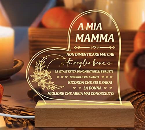 Niyewsor Festa Della Mamma Regalo per Mamma, Acrilico Lampada Regali per Mamma, Regalo Mamma Compleanno da Figlia Figlio, Idee Regalo Festa Della Mamma
