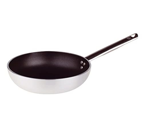 Pentole Agnelli Platinum Padella Svasata Alta a Saltare, in Alluminio, Acciaio Inossidabile, Argento e Nero, 32 cm