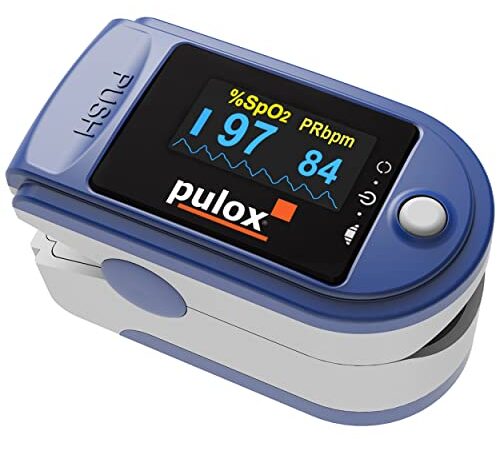 Pulox PO-200 Solo - Saturimetro Da Dito professionale certificato, con Display LCD con Letture Immediate Pulsossimetro misuratore Ossigeno (SpO2), Frequenza Del Polso (PR), per Adulti