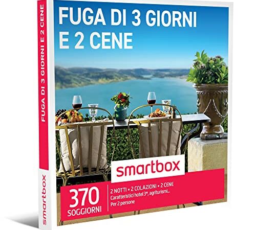 Smartbox - Fuga di 3 Giorni e 2 Cene - Cofanetto Regalo Coppia, 2 Notti con Colazione e 2 Cene per 2 Persone, Idee Regalo Originale
