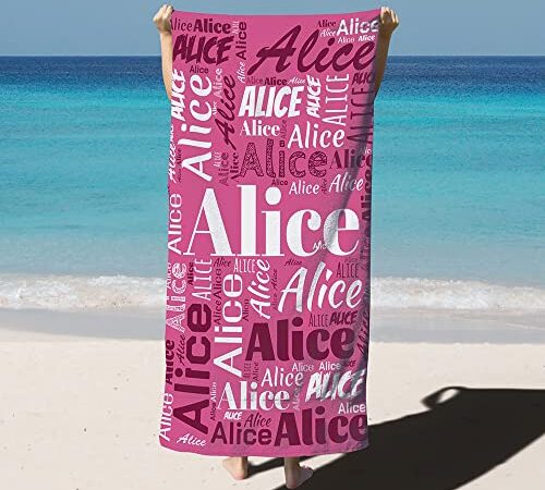 Telo mare personalizzato con nome, telo mare personalizzato, telo mare in microfibra ad asciugatura rapida, comodo e morbido, adatto per mare, spiaggia, campeggio, viaggi, fitness, nuoto, yoga