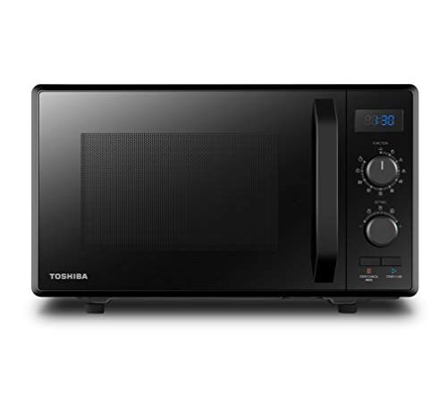 Toshiba MW2-AG23P(BK) 3-in-1 Forno a Microonde con Grill e Cottura combinata, 23 L, Piatto Girevole con Memoria di Posizione, Timer, Luci LED Integrate, 900 W, Grill 1050 W, Programma pizza, Nero