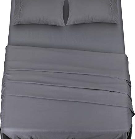 Utopia Bedding - Set Lenzuola Letto - Spazzolata Microfibra - Lenzuola e Federe (Grigio, Super King/Matrimoniale)