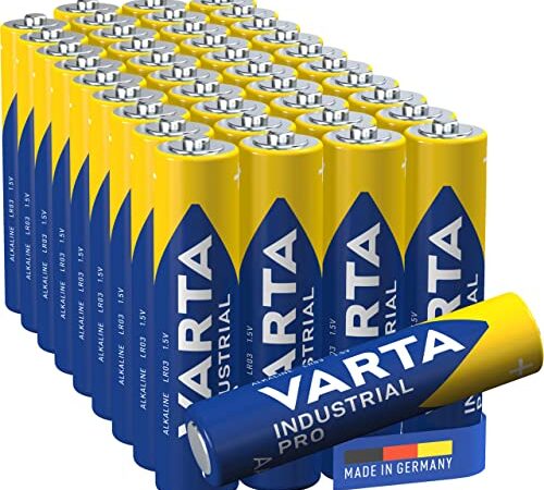 VARTA Industrial Batterie AAA Micro Batteria alcaline LR03 - Pacco da 40, Made in Germany, imballaggio ecologico