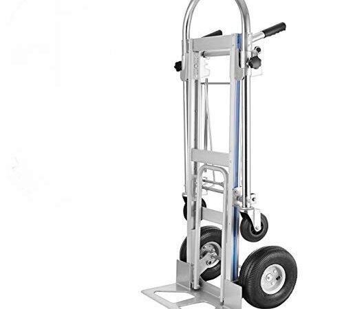 VEVOR Carrello Trasporto a Mano in Alluminio 3in1, Carrello Portapacchi con 4 Ruote con Capacità di Carico di 770 Libbre, Carrello Manuale Pieghevole Adatto sia per Uso Domestico che Industriale