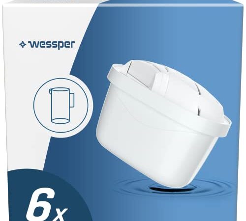 Wessper Filtro Acqua a Carbone Attivo Compatibile con Brita Maxtra Plus, Pearlco, Dafi, Aquaphor Cartucce filtrante, Confezione da 6