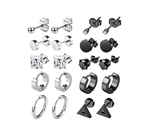 Yolistar 10 Paia Orecchini Cerchio, Orecchino Acciaio Inossidabile, Orecchini Uomo Cerchio, Orecchini Donna Cerchio Piccoli, Orecchini Da Donna In Zircone
