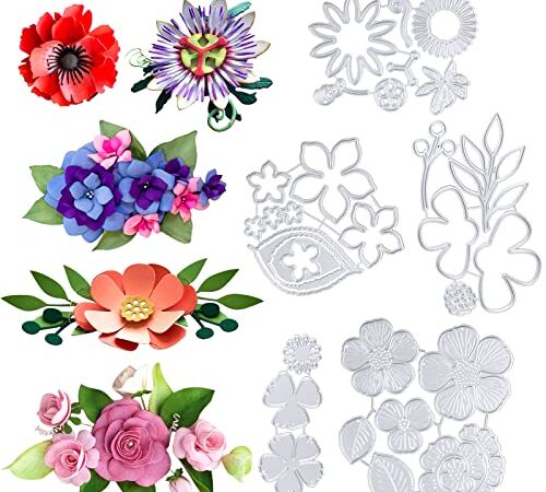 5 Set Fustelle Fiori Foglie Taglio Muore Piante Cutting Dies Fiori Stampi Metallo Decorazioni per Scrapbooking Album Calendario Cartolina d'auguri Biglietto Goffratura Fai da Te