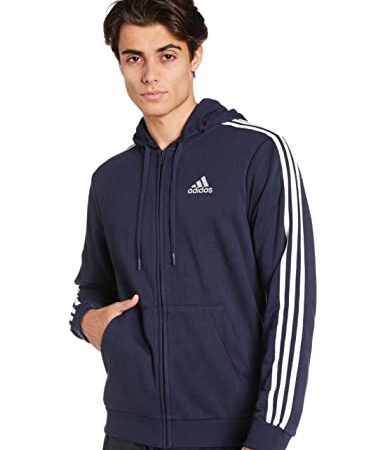 adidas M 3s Ft FZ HD, Felpa con Cappuccio Uomo, Blu (Tinley)/Bianco, L