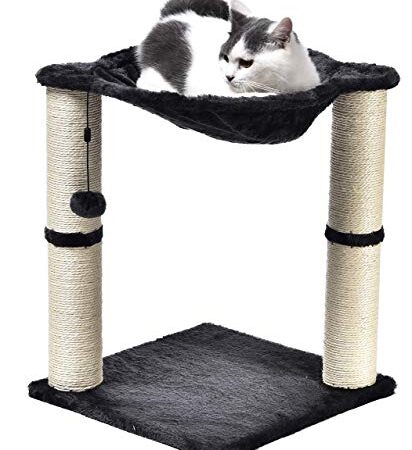 Amazon Basics - Albero per gatti con amaca e palo tiragraffi, 40,6 x 50,8 x 40,6 cm, grigio