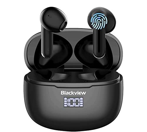 Blackview Cuffie Bluetooth, Auricolari Bluetooth 5.3, Cuffie Wireless Con Microfono, 35 Ore di Riproduzione Con Indicatore di Alimentazione Led, IPX7 Impermeabili,Touch Sensor