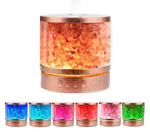 BWJBSW Diffusore di Oli Essenziali per Ambiente, 400ml Lampada di Sale dell'Himalaya, Aromaterapia Diffusori Aromi, Umidificatore Ultrasuoni con 7 Colori LED per Yoga, No BPA, Regalo per Donne Bambini