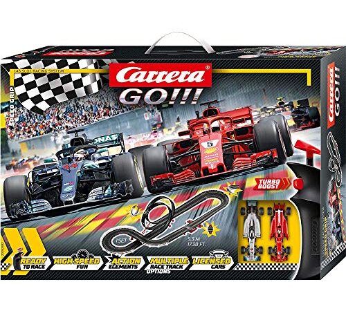 Carrera Toys GO!!! Speed Grip Set Pista da Corsa e Due Macchinine, Una Ferrari e Una Mercedes, Gioco Adatto per Bambini dai 6 Anni, Multicolore, 20062482