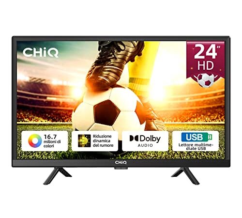 CHiQ L24G5W, TV 24 Pollici (60cm), 2022 Televisori, HD, Tuner DVB-T2/S2, H.625, LED, USB media player, Dolby Audio…