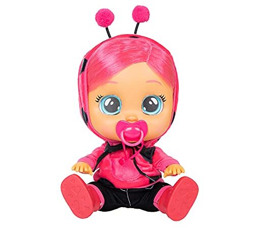 CRY BABIES Dressy Lady la coccinella | Bambola interattiva che piange lacrime vere, con capelli colorati e vestitini intercambiabili - Bambola giocattolo funzionale per bambini dai 2 anni in su