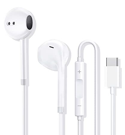 EIG Auricolari USB C,Cuffie Type C, in-Ear con Microfono, Controllo del Volume e Suono Puro, Cuffiette Tipo C per Samsung S20/S21,Huawei P20 pro/ 30 pro/P40,Google Pixel 3/4/XL