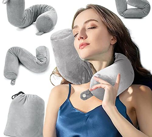 EPROICKS Cuscino da Viaggio, Cuscino Cervicale Memory Foam, Supporto per Collo Regolabile, per Viaggi, Aereo, Treno,Ufficio,Casa, Vita e Gambe, 68cm X 10cm