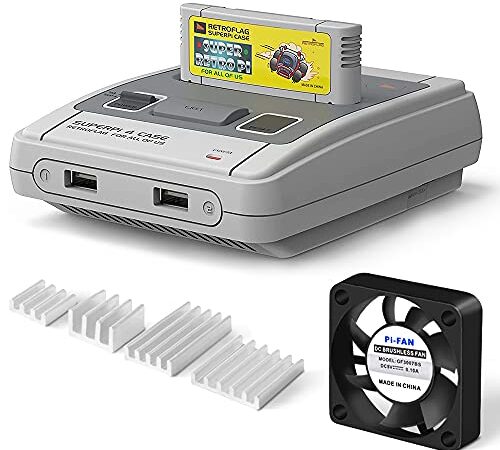 GeeekPi Retroflag Raspberry pi Case SUPERPi Case Functional Power con Safe Reset Button con Raspberry Pi Ventola del dissipatore di Calore per Raspberry Pi 4 J Case