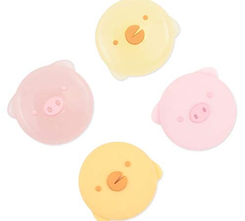 GeekShare 4PCS Cappucci per Impugnatura per Pollice a Tema Animali Simpatici, Cover per Joystick in Silicone Morbido Compatibile con Nintendo Switch / OLED / Switch Lite- Maiale e Pollo