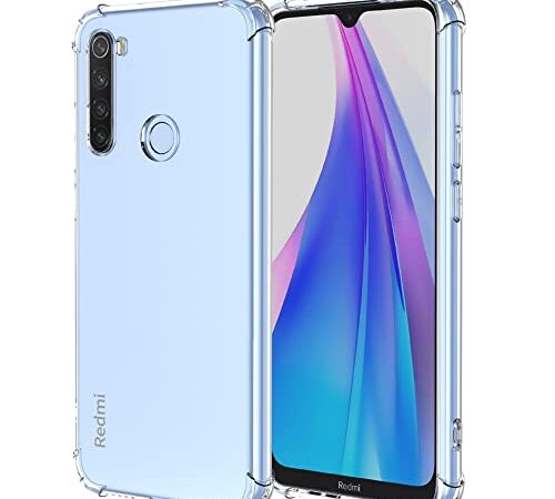 HUANGTAOLI Custodia per Xiaomi Redmi Note 8T, Rinforzare la con Angoli Protettiva Silicone Trasparente Bumper Cover per Xiaomi Redmi Note 8T