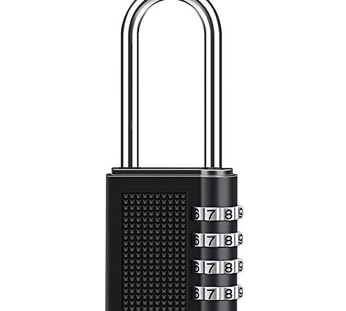 Lucchetto a Combinazione, [Ultima Versione] Diyife Lucchetto Con Arco Extra Lungo Lucchetto A Combinazione Da Esterno A 4 Cifre Per Palestra E Scuola Per Valigia, Bagagli, Palestra