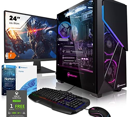 Megaport Completo PC Gaming Striker AMD Ryzen 7 5700X 8x 4.60 GHz Turbo • 24” Schermo • Windows 11 • Nvidia GeForce RTX3060 12GB • 16GB DDR4 • 1TB M.2 SSD • Tastiera/Mouse • pc da gaming