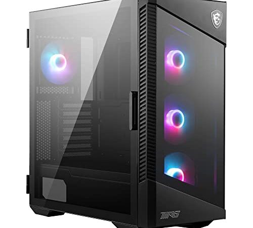 MSI MPG VELOX 100R Mid Tower Gaming Case 'Nero, 4 ventole ARGB da 120 mm, Mystic Light Sync, USB Type-C, 2 pannelli in vetro temperato, E-ATX, ATX, mATX, mini-ITX