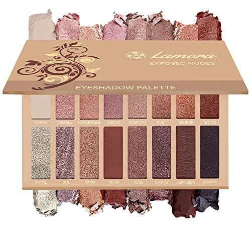 Palette Ombretti Trucchi Make Up Occhi - 16 Colori Nudo Satinati e Matte Professionali - Altamente Pigmentata, Caldo Bronzo Naturale - Set Vegano/Non Testato Sugli Animali