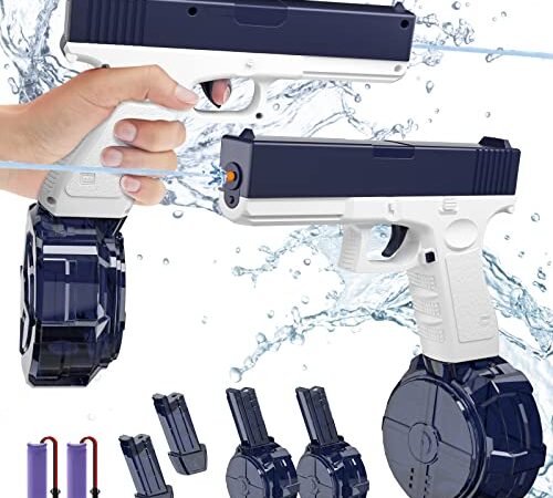 Pistole ad Acqua Elettriche per Bambini e Adulti, 2 Pack Automatico Pistola Ad Acqua con Grande Capacità 434 + 58CC e Lunga Distanza, Pistola Giocattolo d'acqua per Beach Garden Outdoor Party