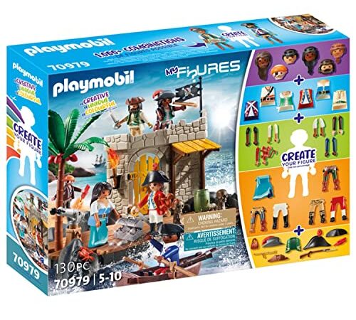 Playmobil My Figures 70979 Isola dei Pirati, 6 Personaggi con Oltre 1000 Combinazioni di Gioco Possibili, Gioco dei Pirati per Bambini dai 5 Anni in su