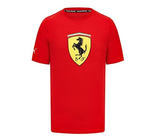 PUMA Scuderia Ferrari - Maglietta con Scudo - Rosso - Uomo - Taglie: M