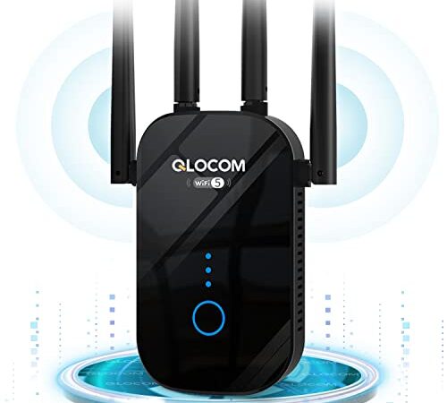QLOCOM 2023 Nuova Ripetitore WiFi Potente per Casa 1200Mbps Extender WiFi, Ripetitore Segnale WiFi Dual Band 5GHz & 2.4GHz Support WPS, Amplificatore WiFi Compatibile con Modem Router