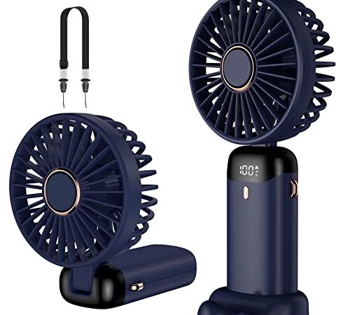 Rafada Ventilatore a mano, mini ventilatore portatile, ricaricabile, piccolo ventilatore tascabile con 5 livelli di velocità, batteria da 4200 mAh, ventilatore USB pieghevole per ufficio, all'aperto