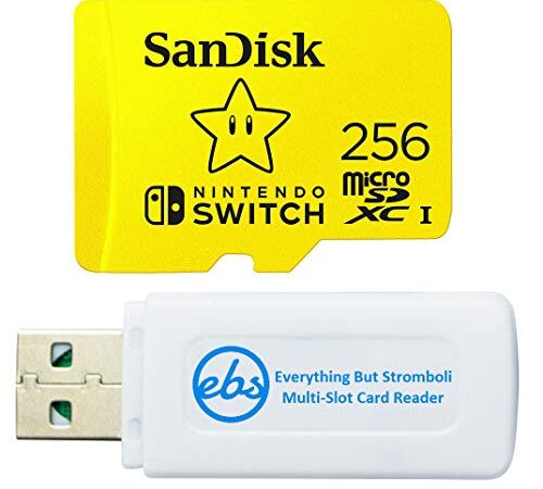 SanDisk 256GB Nintendo Switch MicroSD Card/Memory Card for Nintendo Switch Lite 256 GB (SDSQXAO-256G-GNCZN) Bundle with 1 SD & MicroSDXC Card Reader