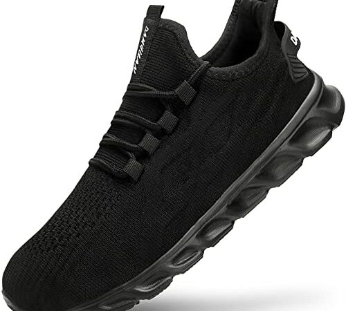 Scarpa Running Ginnastica Uomo Tennis Camminata Trekking Scarpe Corsa Fitness Sportiva Jogging Palestra Casual Leggere Sneakers Nero 43 EU