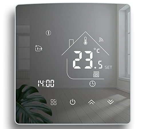 Termostato Wifi Caldaia a Gas, Tuya Termostato Ambiente Parete Smart Programmabile Settimanalmente per Riscaldamento Caldaia a Gas/Acqua Compatibile con Alexa, Google 3A TGR85WIFI-WPB