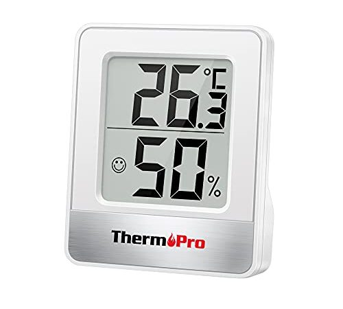 ThermoPro TP49 Mini Igrometro Termometro Digitale Termoigrometro da Interno per Casa Monitor di Temperatura e umidità per Ambienti con Livello di Comfort, Bianco